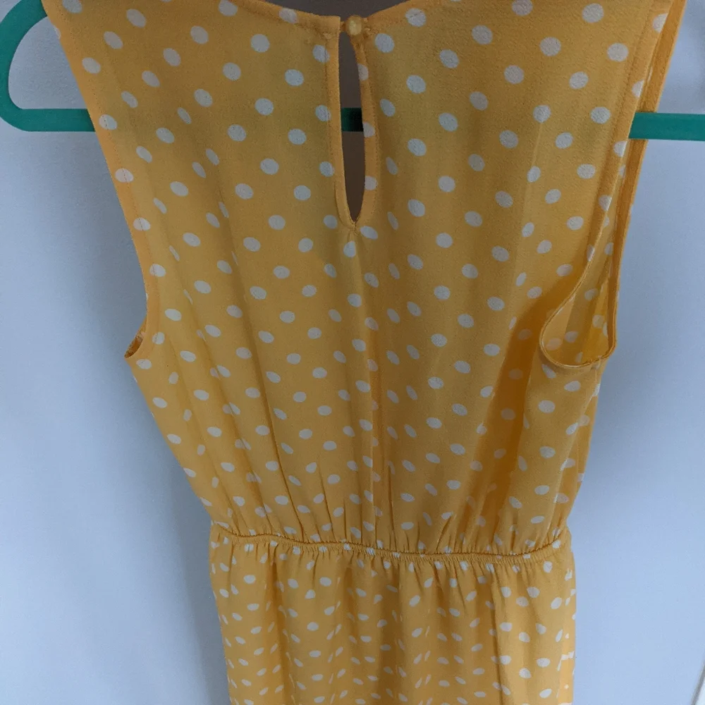 MONTEAU - Yellow Polka Dot Wrap-Style Mini Dress – Size S - Picture 7 of 7